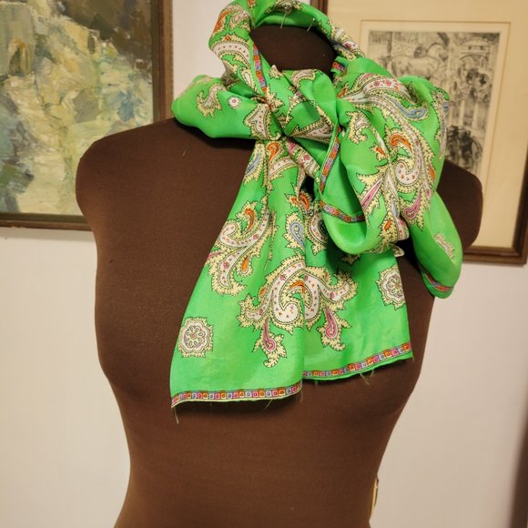 Vintage Silk and Rayon Blend Rectangular Scarf Japan Sally Gee - Picture 1 of 4